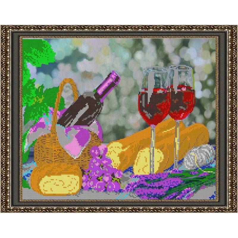 «Светлица» рисунок на ткани для вышивания бисером К-368 «Натюрморт с вином» 39x31см