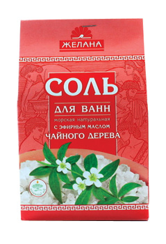 Соль для ванн морская натуральная с эфирным маслом чайного дерева. 540 гр