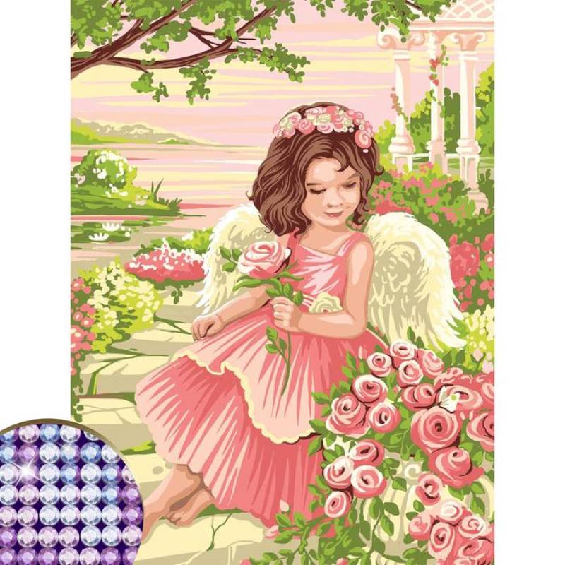 Алмазная вышивка с частичным заполнением 'Ангел' 30x40 см, холст, емкость