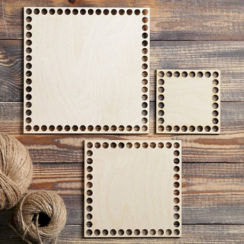 Набор заготовок для вязания 'Квадрат', донышко фанера 3 мм (3 в 1), 10/15/19.5 см, d=9 мм Набор заготовок для вязания 'Квадрат', донышко фанера 3 мм (3 в 1), 10/15/19.5 см, d=9 мм