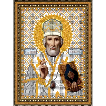Набор для вышивания бисером 8459М «Св. Николай Угодник» бисер Чехия 12x16 см