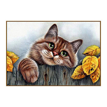 Алмазная мозаика «Рыжий кот», 31 цвет, 28 см x 19 см